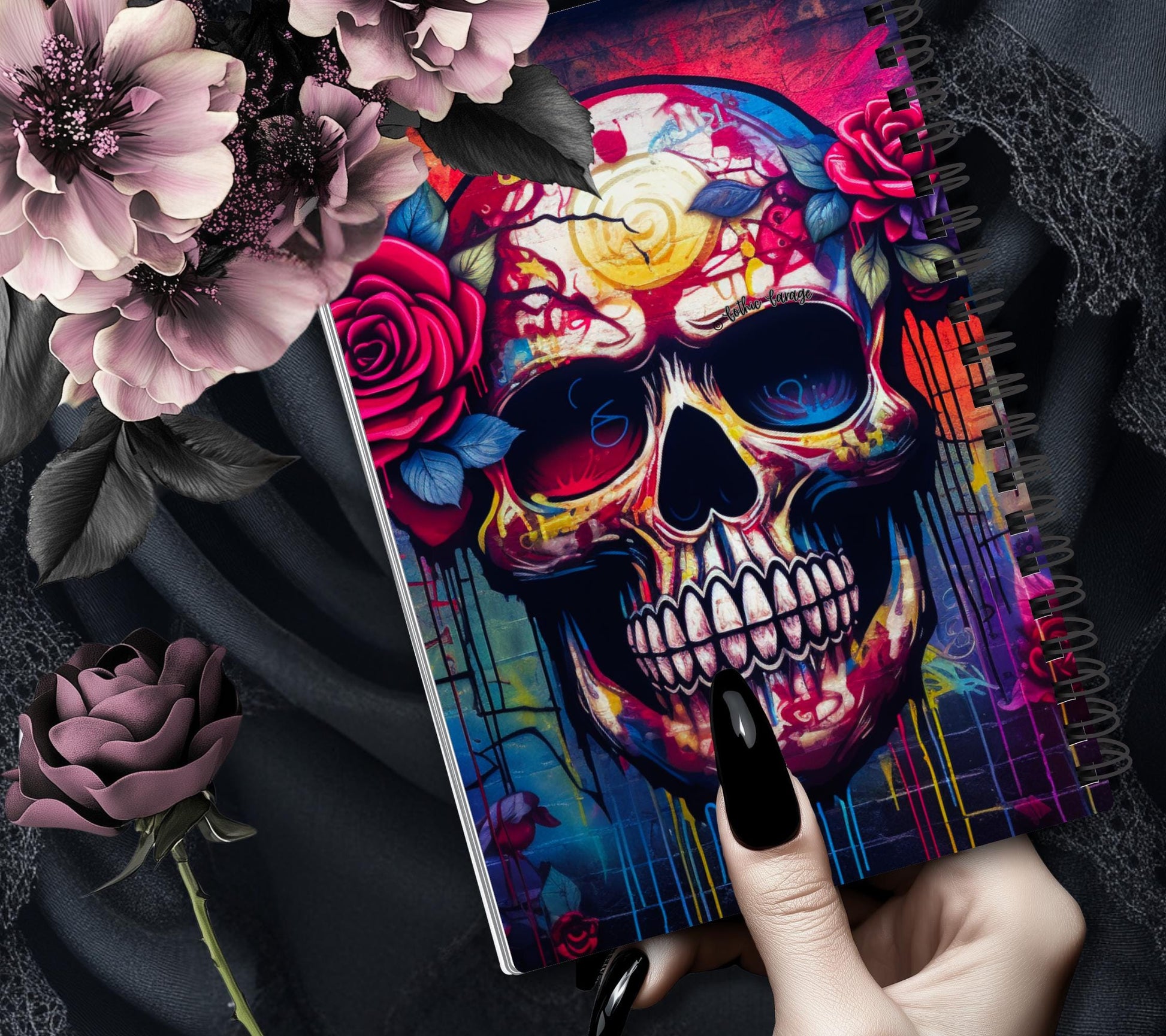 Goth Painted Skull Reusable Sticker Book, Gothic Vibe Sticker Album, Perfect Gift to Personalize for Goth Lovers & Sticker Collectors