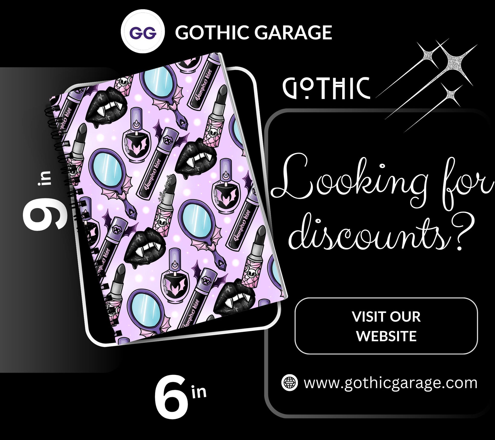 Gothic Vampire Kiss Reusable Sticker Book, Haunted Vibe Sticker Album, Perfect Gift to Personalize for Goth Lovers & Sticker Collectors