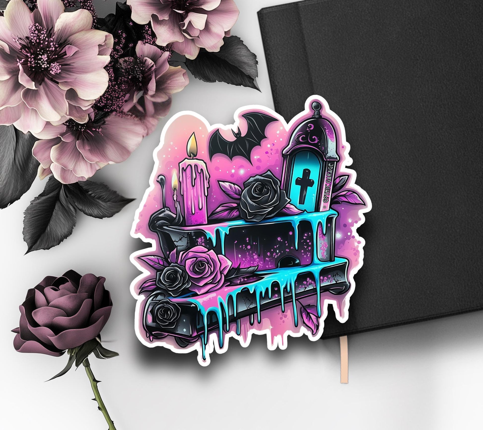 Graffiti Gothic Alter Waterproof Die Cut Sticker, Choose Between Glossy or Holographic, Perfect to Add Fun to any Surface