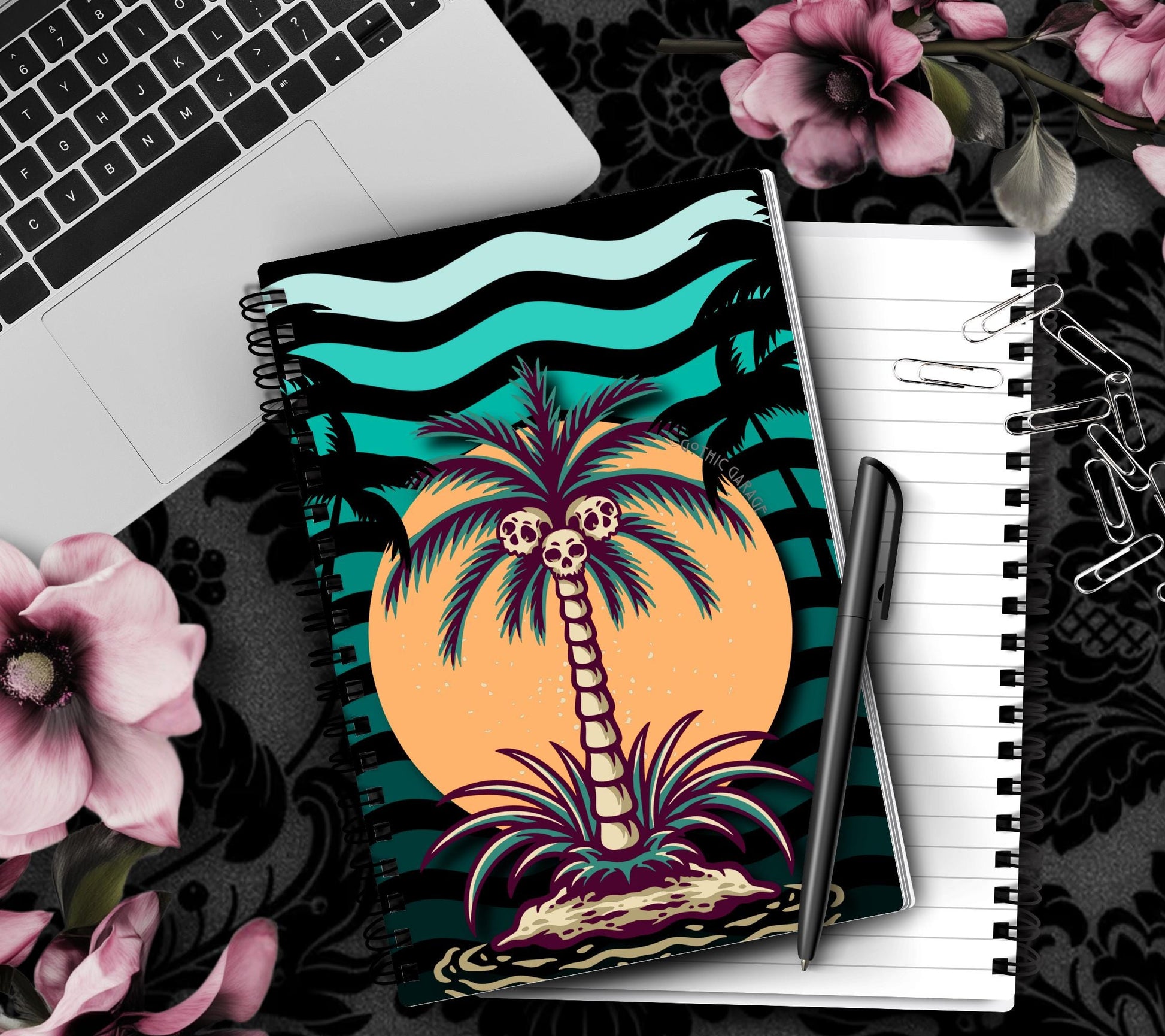 Gothic Tropical Island Lined Notebook- 160 Pages for Daily Tasks, Note Taking, Journaling, & Dreamy Escapes-