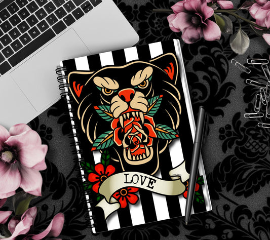 Tiger Love Rose Lined Notebook for Daily Tasks, Notes, and Personal Writing