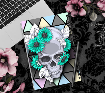 Gothic Geometric Sunflower Skull Lined Notebook- 160 Pages for Daily Tasks, Note Taking, Journaling, & Dreamy Escapes-