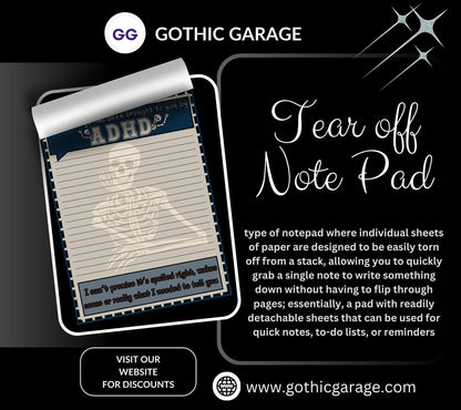 ADHD Funny Skeleton Notepad: Sarcastic Work Notes