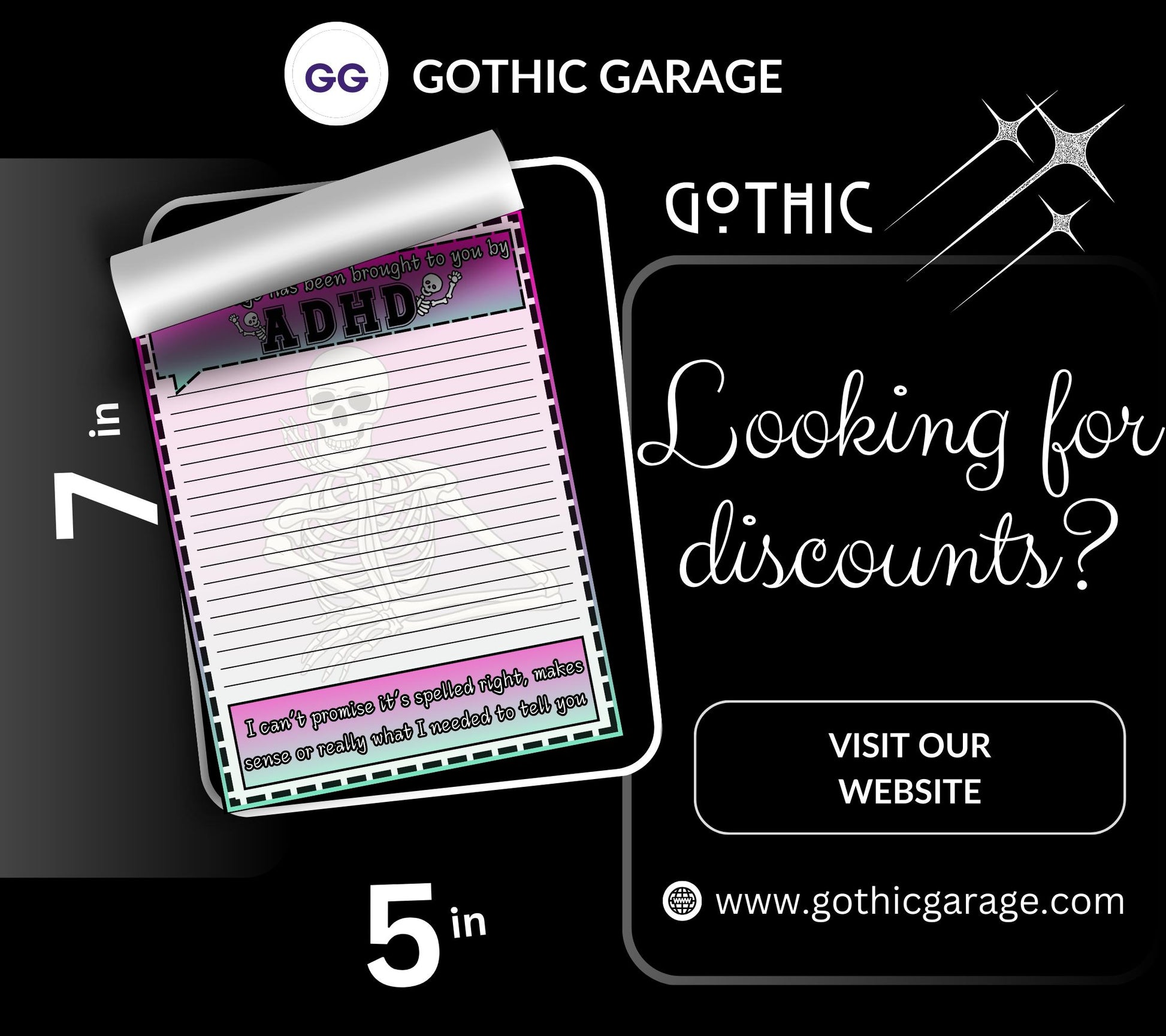 ADHD Funny Skeleton Notepad: Sarcastic Work Notes