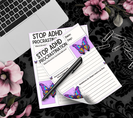 ADHD Stop Procrastinating Notepad, Perfect Gift for Adults Coping with ADHD, Coworkers and Friends