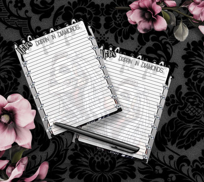 Gothic Drippin In Diamonds Skeleton Notepad, Goth Stationery for Taking Notes or Task Management, Perfect Personalized Gift For Women