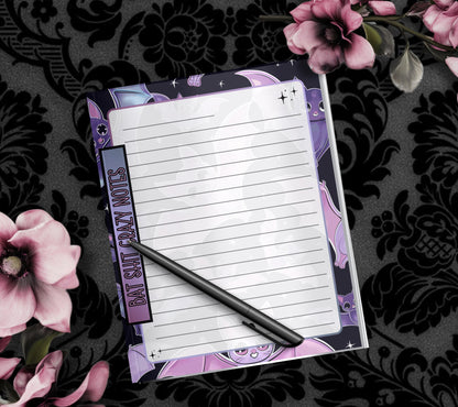 Gothic Kawaii Bat Shit Crazy Notepad, Goth Stationery for Taking Notes or Task Management, Perfect Personalized Birthday Gift