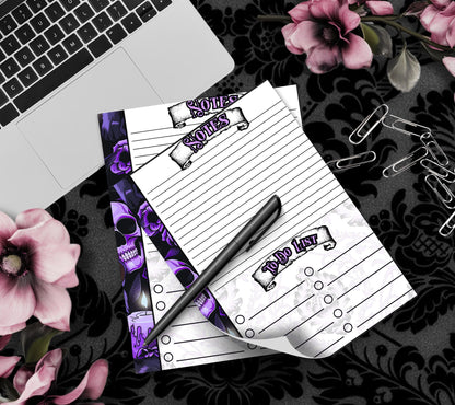 Gothic Midnight Skull & Dark Academia Notepad, Goth Stationery for Taking Notes or Task Management