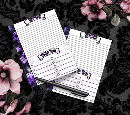 Gothic Midnight Skull & Dark Academia Notepad, Goth Stationery for Taking Notes or Task Management