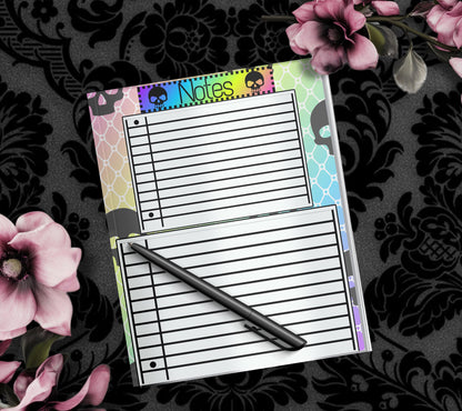 Gothic Rainbow Skull Notepad, Goth Stationery for Taking Notes or Task Management, Perfect Personalized Birthday Gift