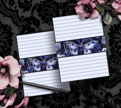 Gothic Rose & Death Head Moth Notepad, Goth Stationery for Taking Notes or Task Management