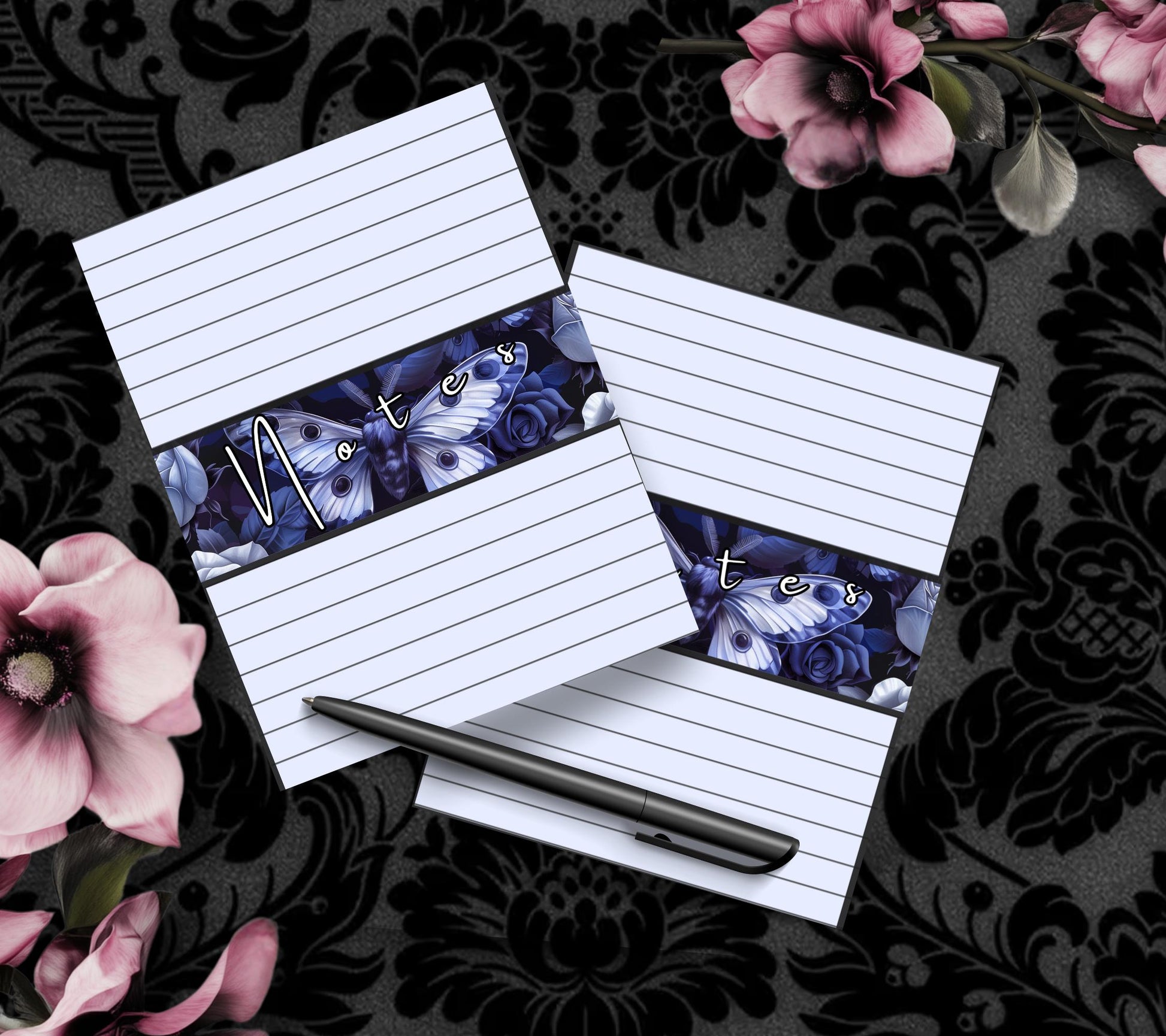 Gothic Rose & Death Head Moth Notepad, Goth Stationery for Taking Notes or Task Management