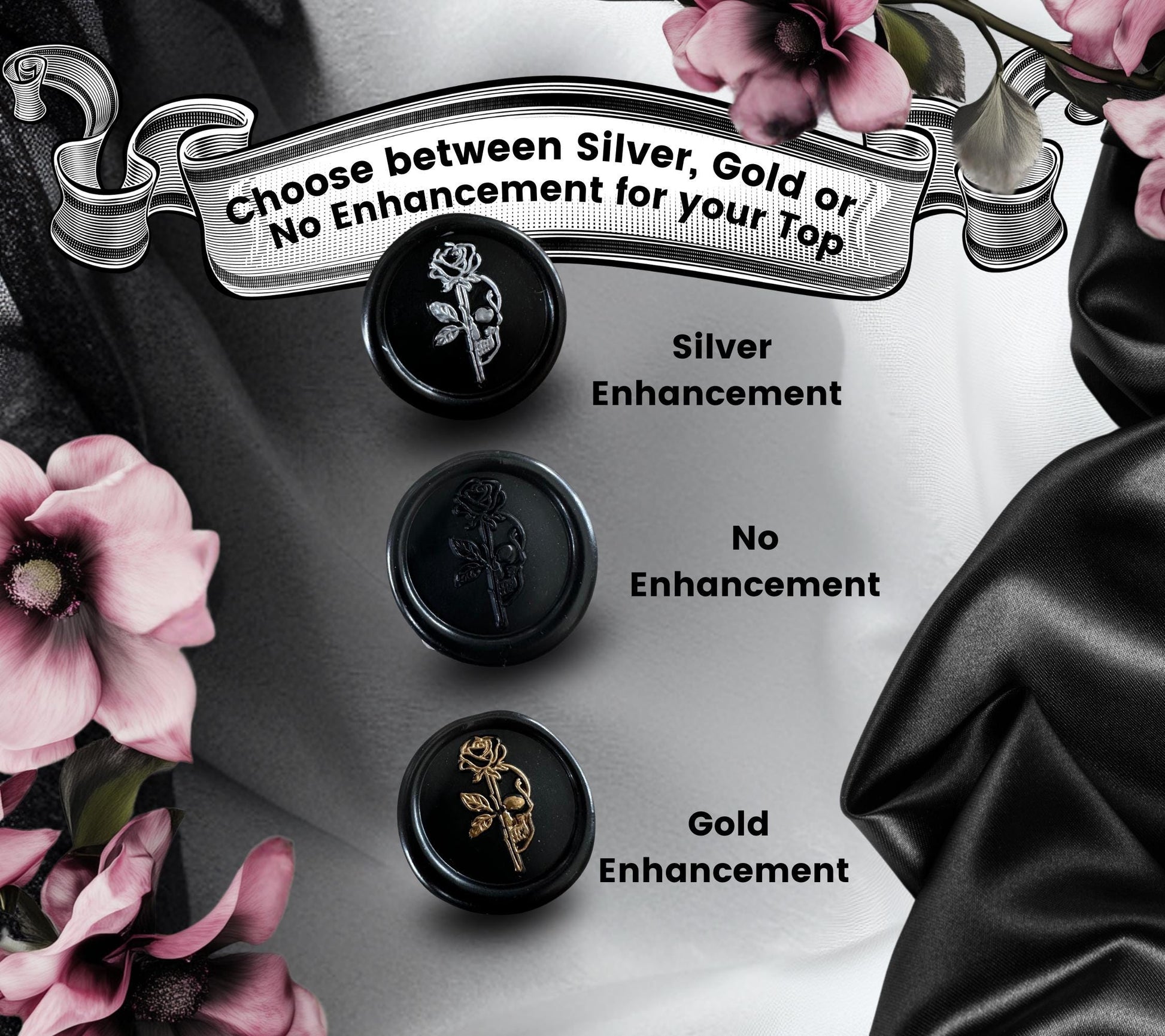 Half Skull Rose Wax Seal – Gothic Soy Wax Sticker for Letters, Journals, Gifts & Stationery