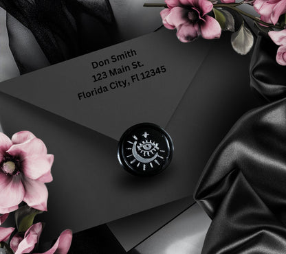 Evil Eye Moon Wax Seal – Wiccan Gothic Soy Wax Sticker for Spells, Journals & Gift Wrap