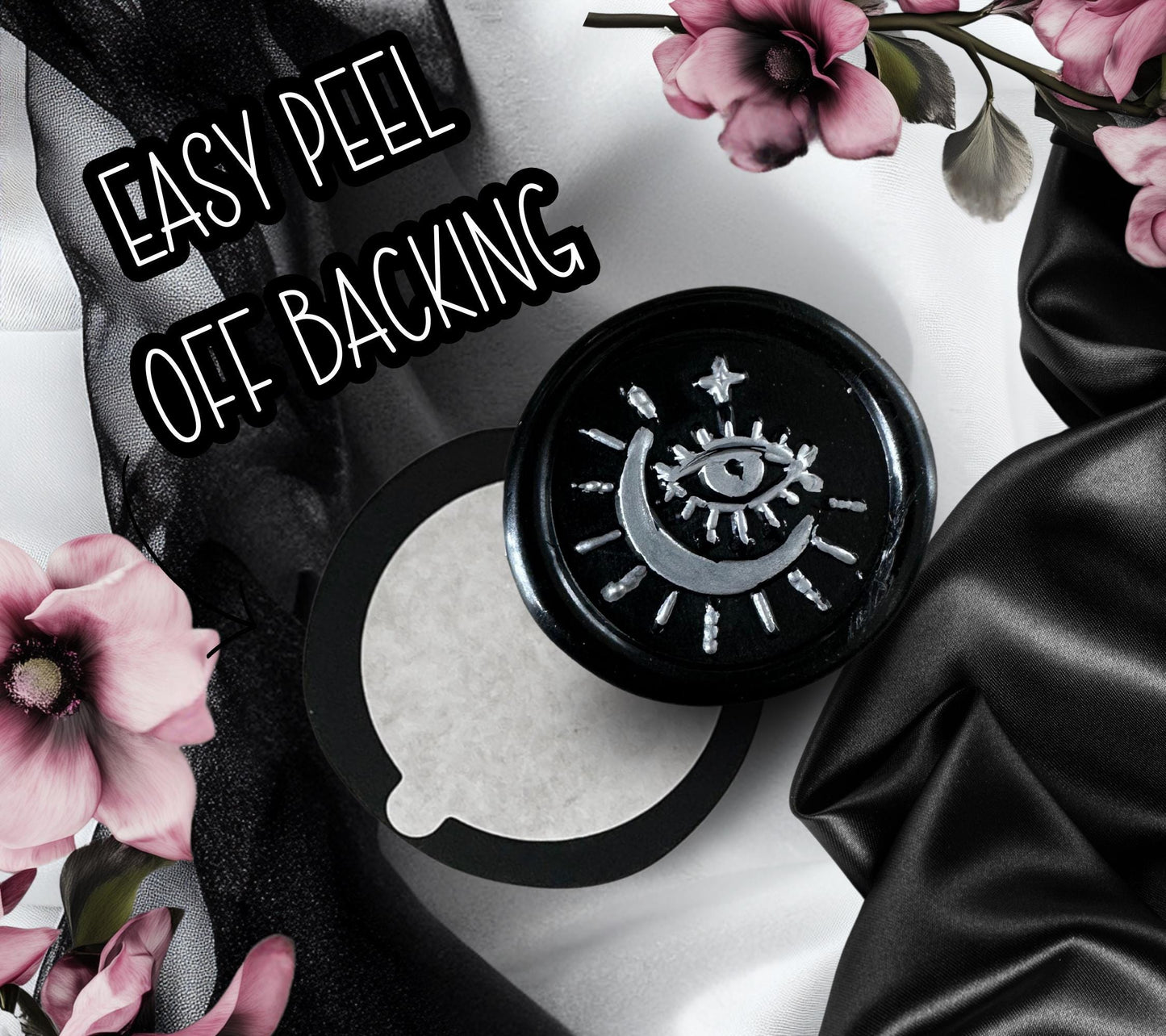 Evil Eye Moon Wax Seal – Wiccan Gothic Soy Wax Sticker for Spells, Journals & Gift Wrap