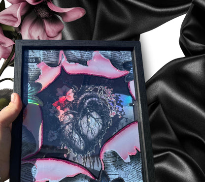 Gothic Anatomically Correct Floral Heart Shadowbox, Unique Dark Academia Wall Decor, Perfect Art for a Gothic Living Space