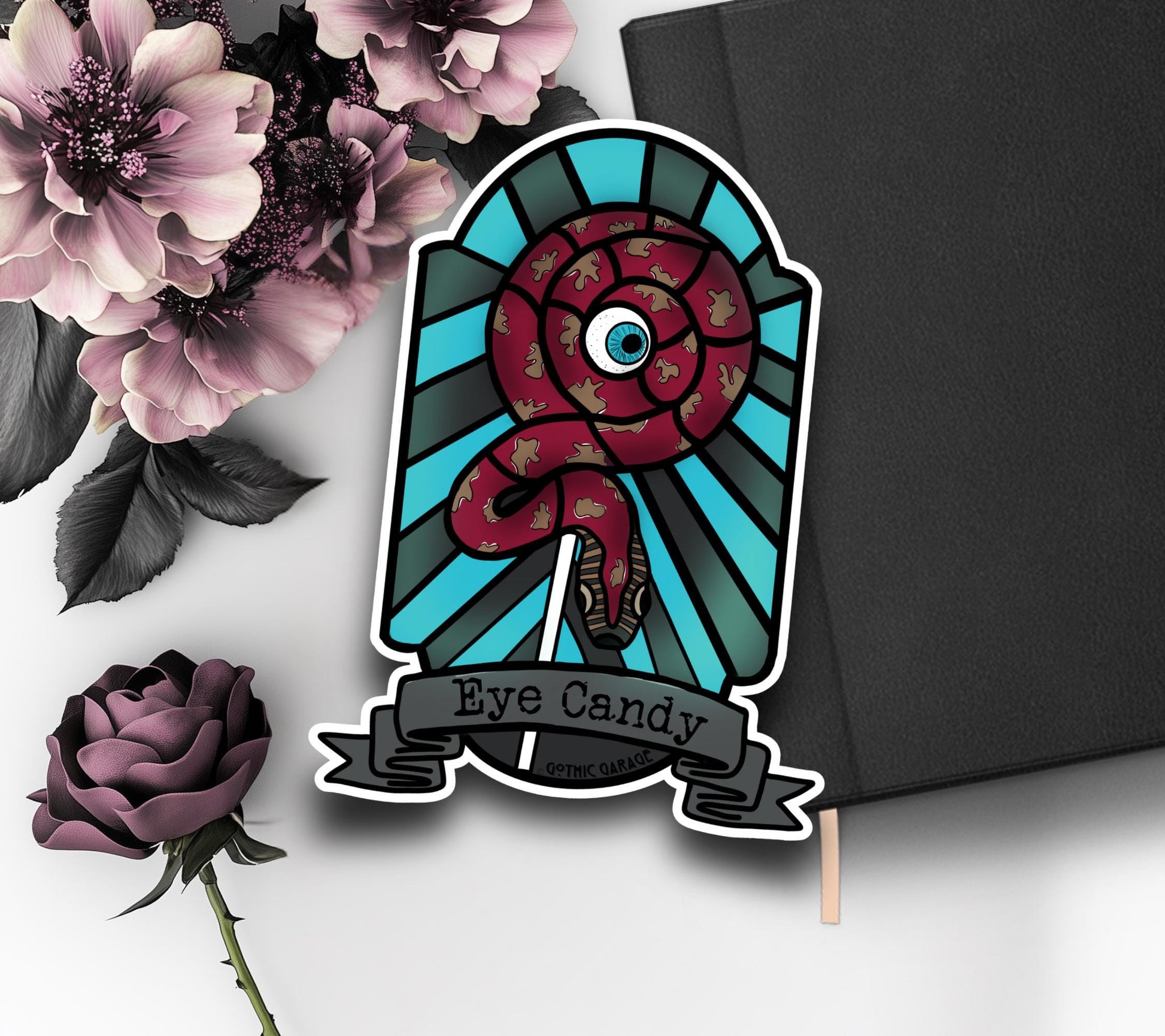 Eye Candy Snake Sucker, Waterproof Die Cut Sticker, Choose Between Glossy or Holographic, Perfect to Add Fun to any Surface