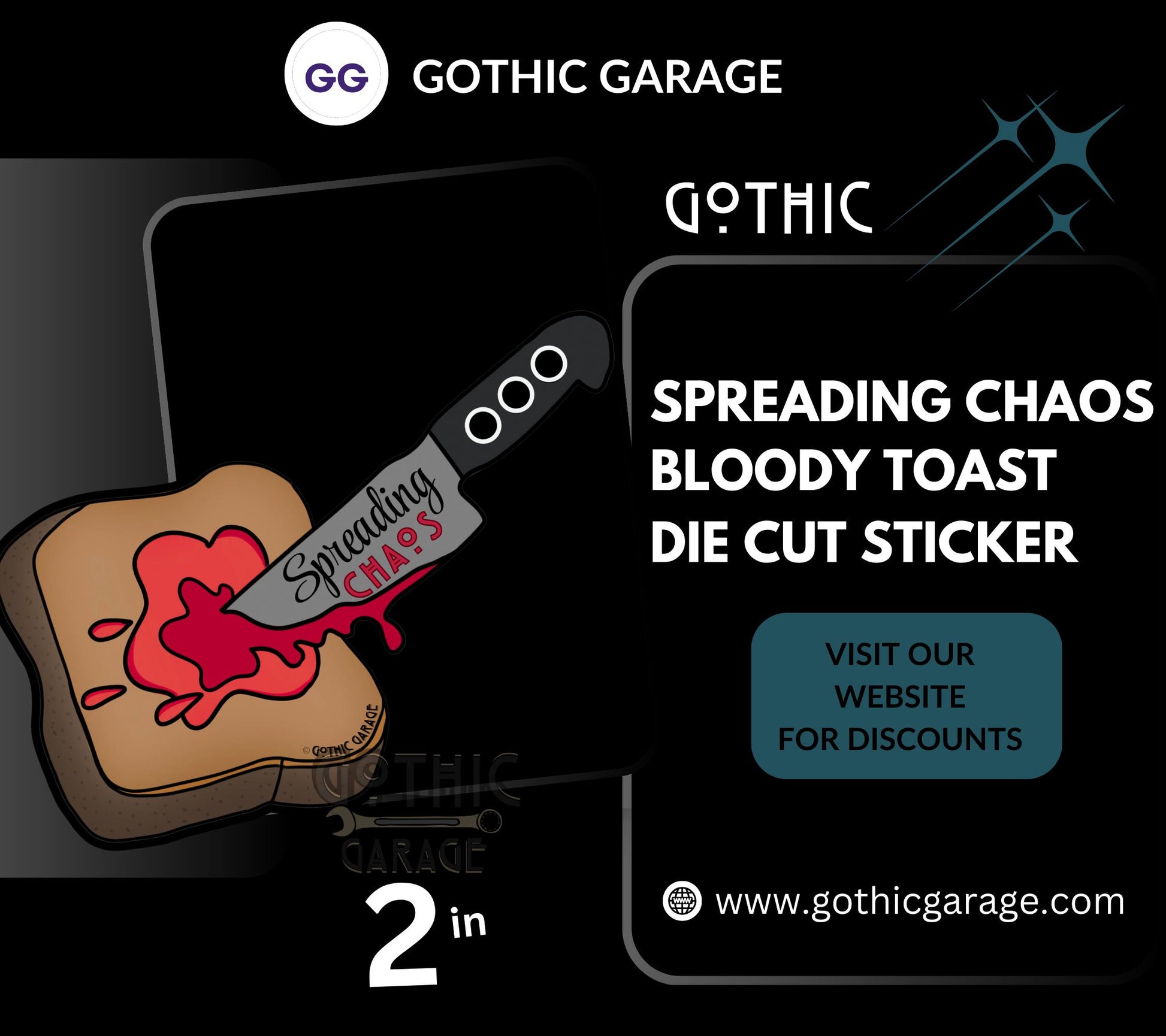 Bloody Chaos Toast, Waterproof Die Cut Sticker, Choose Between Glossy or Holographic, Perfect to Add Fun to any Surface