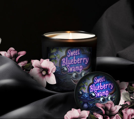 Sweet Blueberry Swamp Gothic Candle, Unique & Eco Friendly Gift Idea, Blending Goth Art with Luxurious Scents