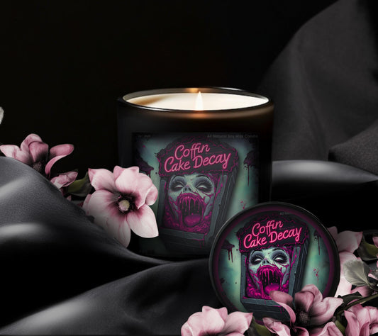 Coffin Cake Decay Gothic Candle, Unique & Eco Friendly Gift Idea, Blending Goth Art with Luxurious Scents