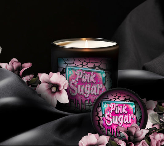 Pink Sugar Gothic Candle, Unique & Eco Friendly Gift Idea, Blending Goth Art with Luxurious Scents