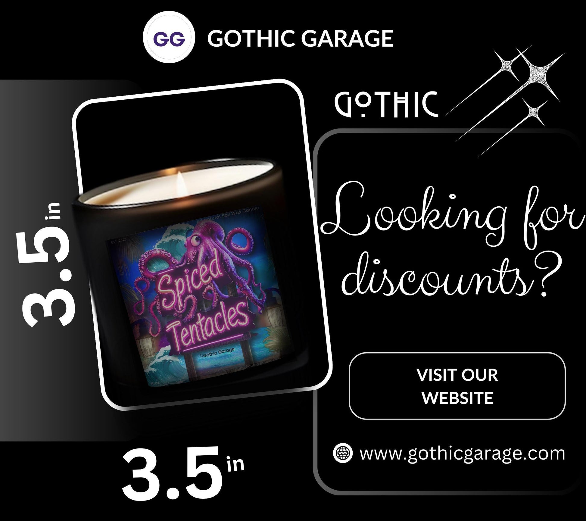 Spicy Tentacles Gothic Candle, Unique & Eco Friendly Gift Idea, Blending Goth Art with Luxurious Scents