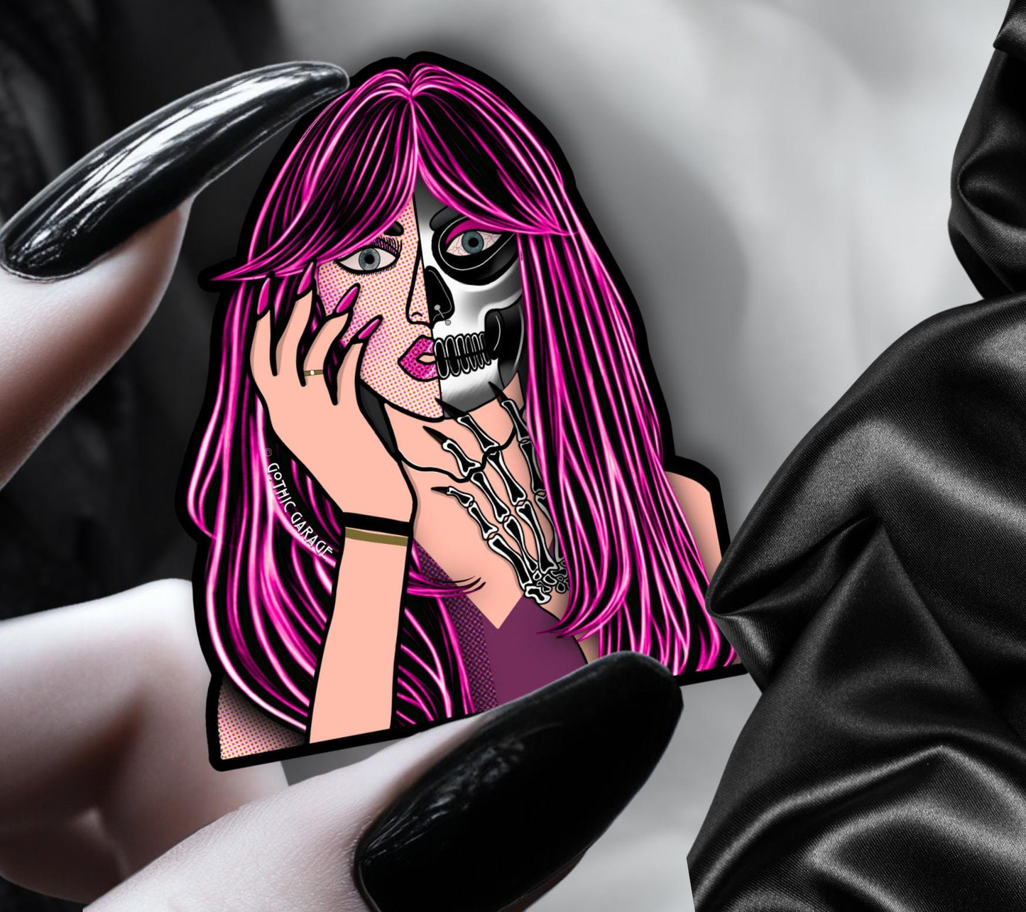 2 Faced Femme Fatale, Waterproof Die Cut Sticker, Choose Between Glossy or Holographic, Perfect to Add Fun to any Surface