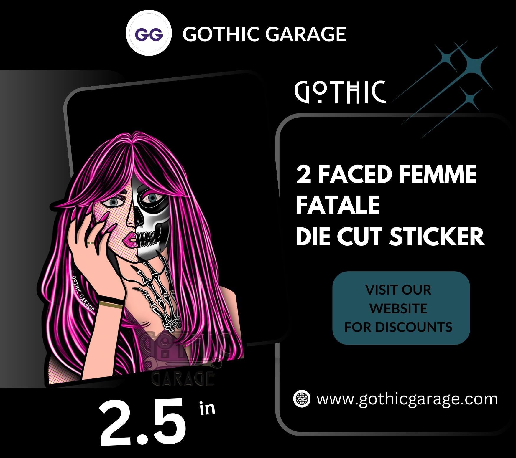 2 Faced Femme Fatale, Waterproof Die Cut Sticker, Choose Between Glossy or Holographic, Perfect to Add Fun to any Surface