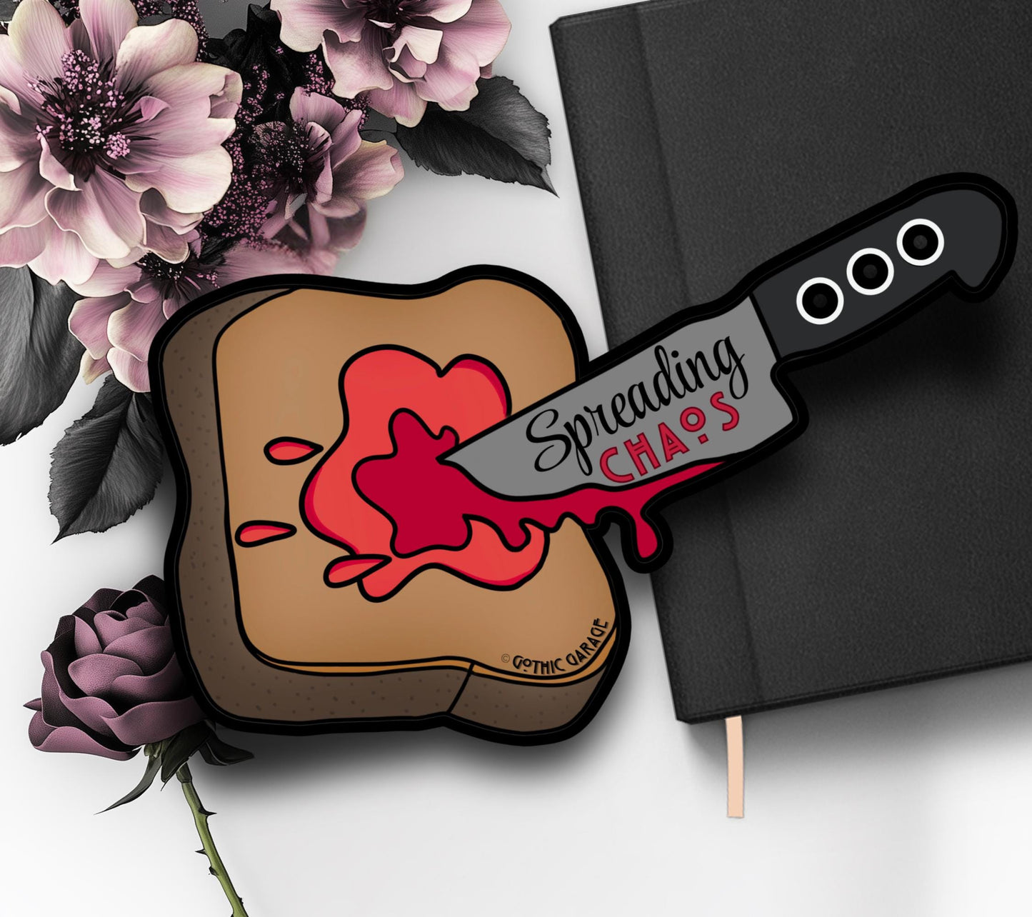 Bloody Chaos Toast, Waterproof Die Cut Sticker, Choose Between Glossy or Holographic, Perfect to Add Fun to any Surface