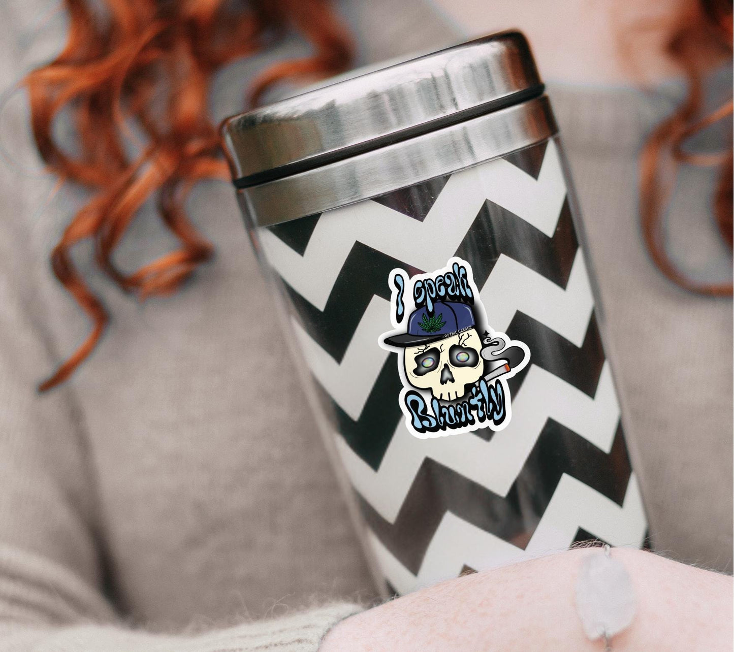 Blunt Marijuana Gothic Skull Waterproof Sticker – Where Fun Meets Plant-Powered Vibes! - Perfect for Scrapbooking and Collecting