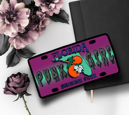 State Goth Girl License Plate, Customize Your Waterproof Die Cut Sticker, Choose Between Glossy or Holographic, Perfect Fun to any Surface