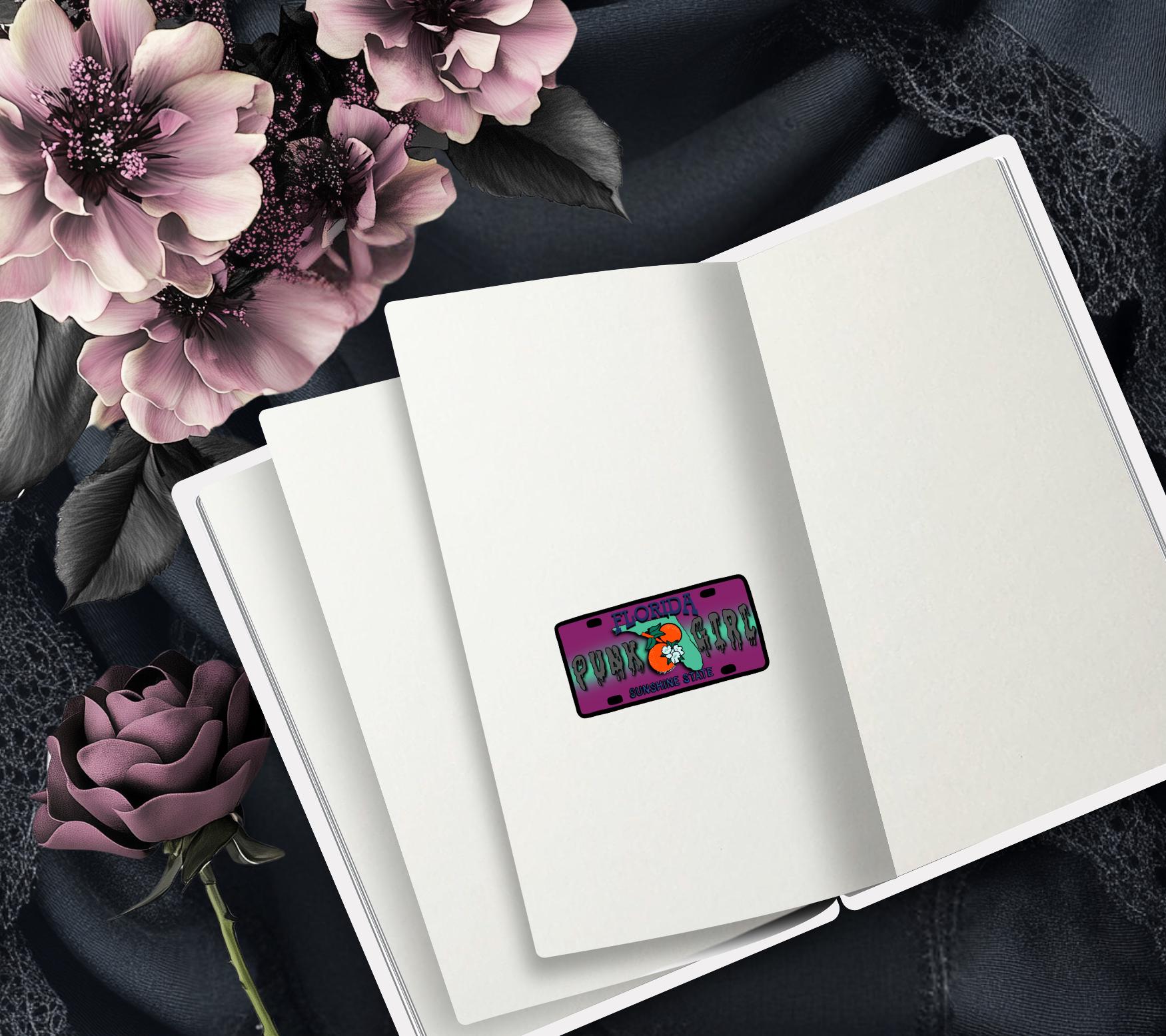 State Goth Girl License Plate, Customize Your Waterproof Die Cut Sticker, Choose Between Glossy or Holographic, Perfect Fun to any Surface