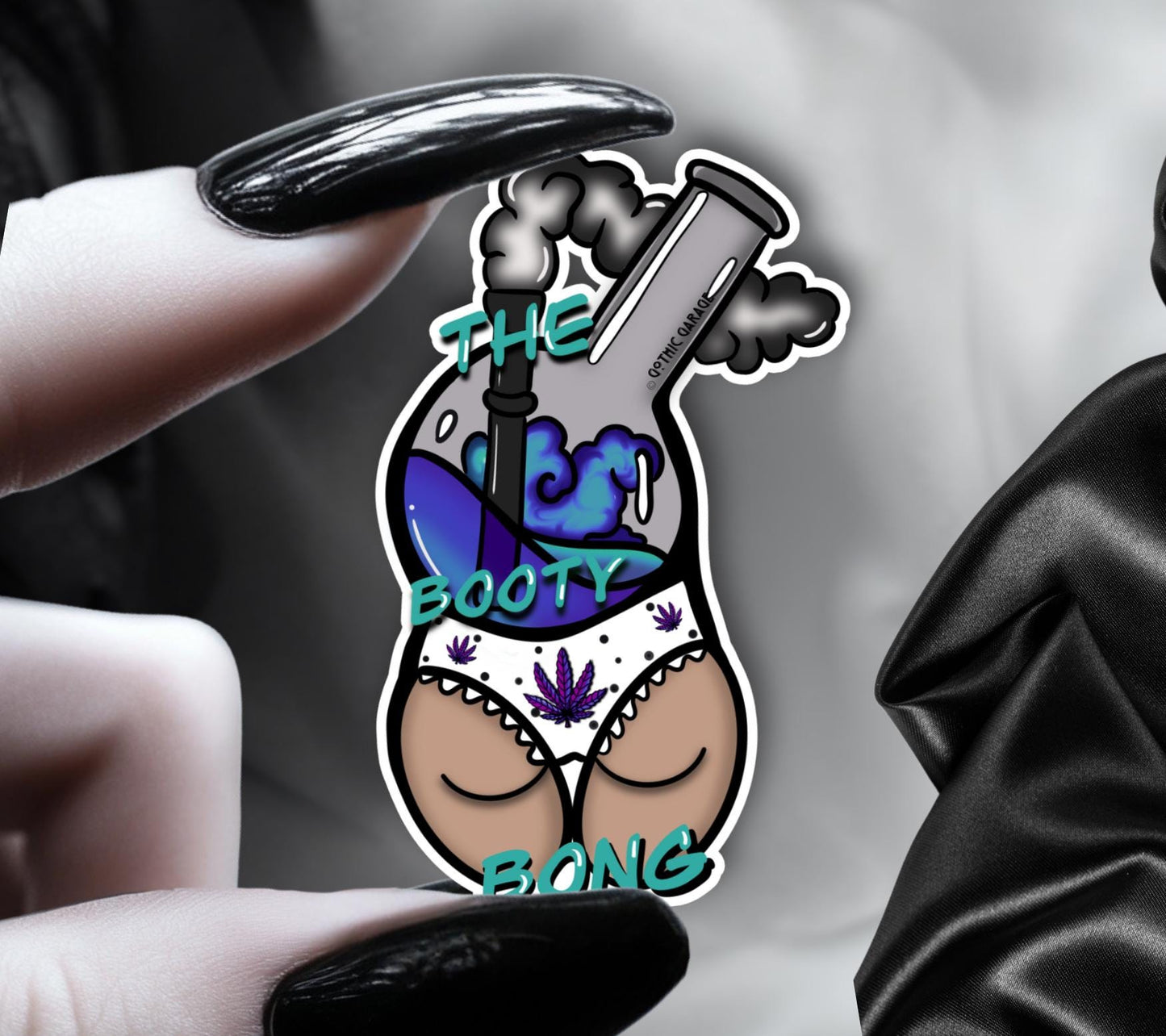 Marijuana Booty Bong- Goth Waterproof Sticker – Where Fun Meets Plant-Powered Vibes! - Perfect for Scrapbooking and Collecting