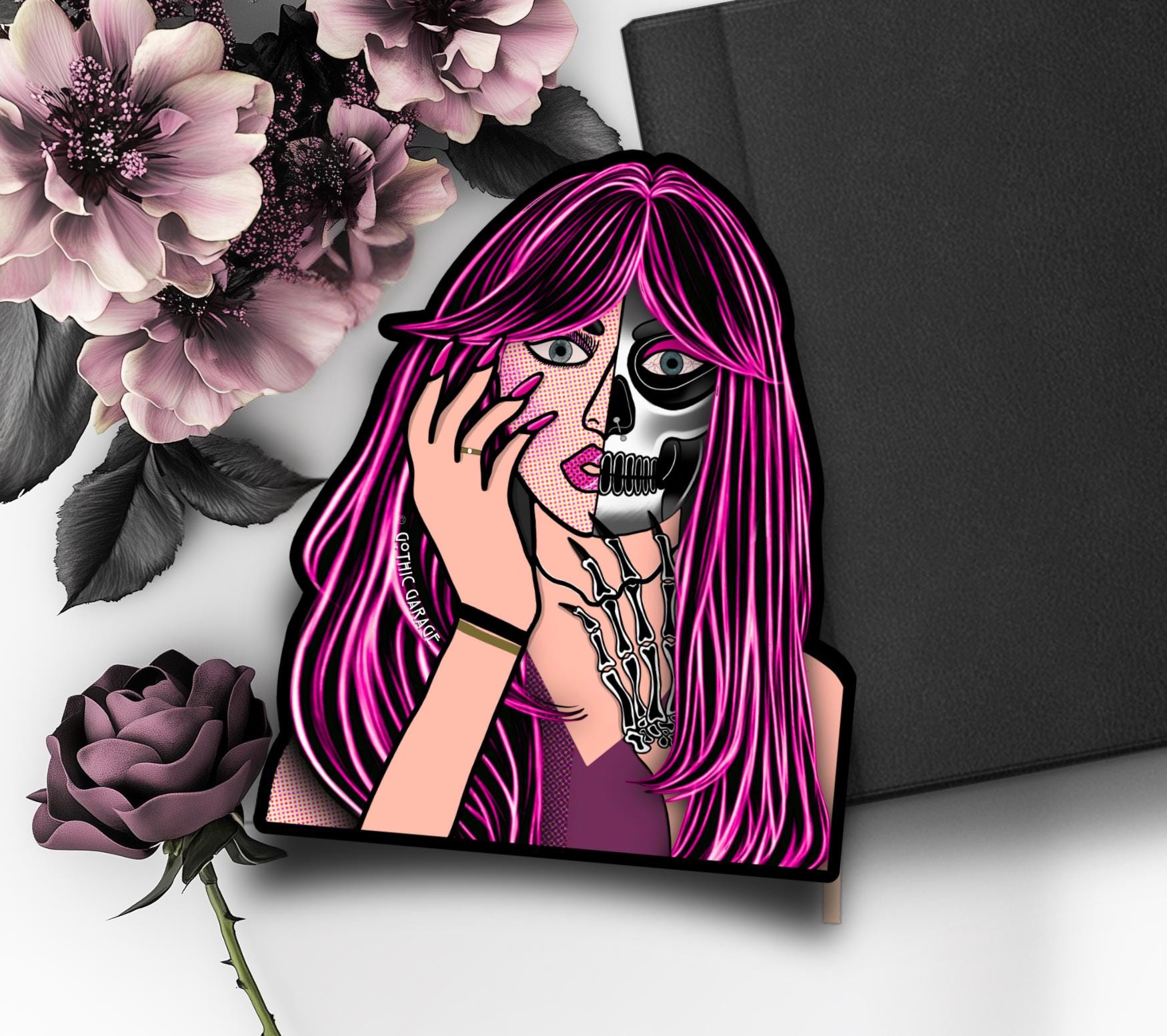 2 Faced Femme Fatale, Waterproof Die Cut Sticker, Choose Between Glossy or Holographic, Perfect to Add Fun to any Surface