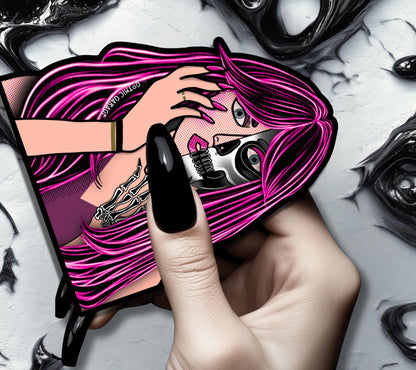 2 Faced Femme Fatale, Waterproof Die Cut Sticker, Choose Between Glossy or Holographic, Perfect to Add Fun to any Surface