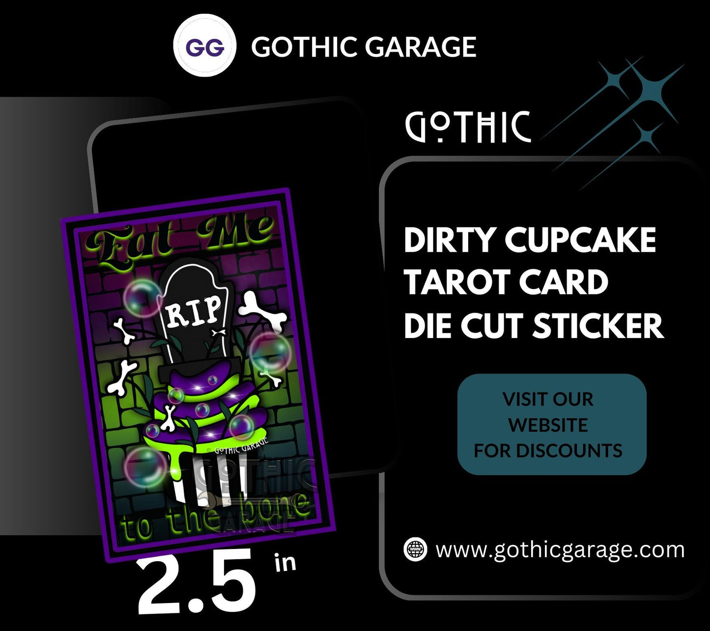 Dirty Cupcake Tarot Card, Waterproof Die Cut Sticker, Choose Between Glossy or Holographic, Perfect to Add Fun to any Surface