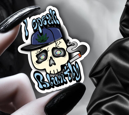 Blunt Marijuana Gothic Skull Waterproof Sticker – Where Fun Meets Plant-Powered Vibes! - Perfect for Scrapbooking and Collecting