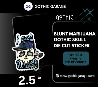 Blunt Marijuana Gothic Skull Waterproof Sticker – Where Fun Meets Plant-Powered Vibes! - Perfect for Scrapbooking and Collecting