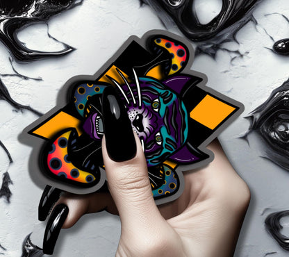 Dangerous Goth Mushroom Tiger, Waterproof Die Cut Sticker, Choose Between Glossy or Holographic, Perfect to Add Fun to any Surface