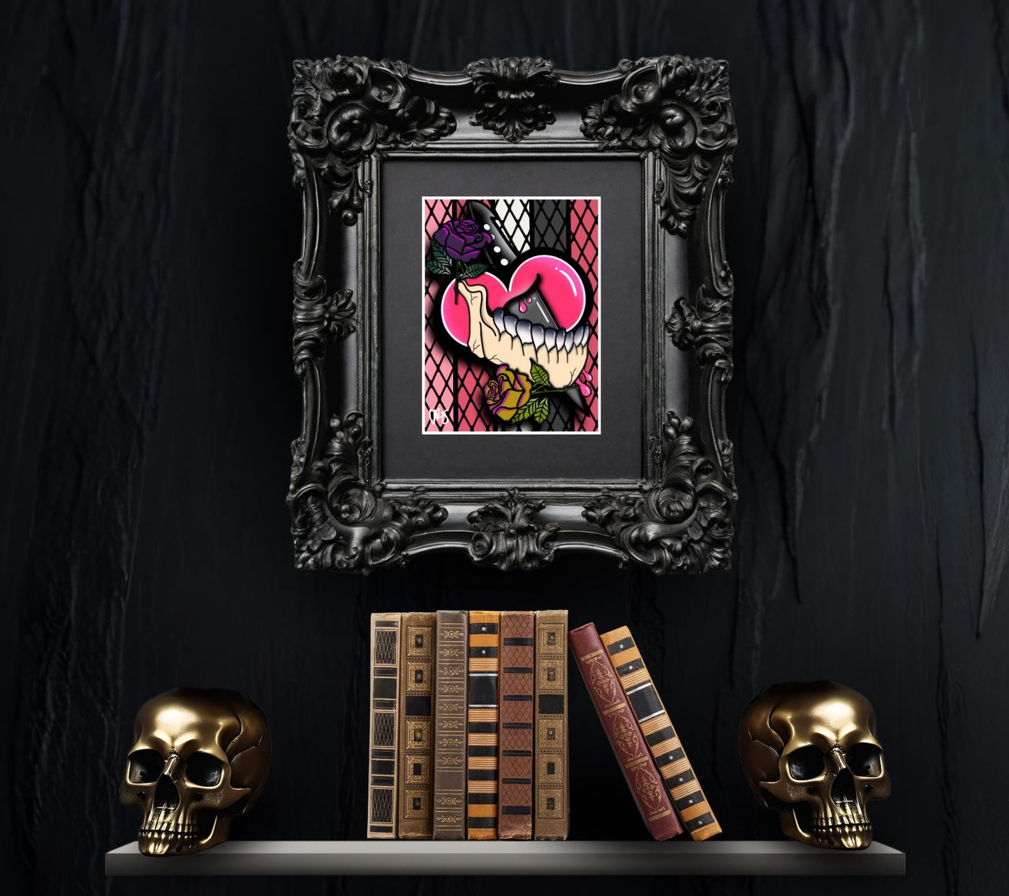 Dark Oddity Romance Art Print - Gothic Heart, Dagger & Roses – Punk Aesthetic 11x14 Wall Art for Alternative Home Decor