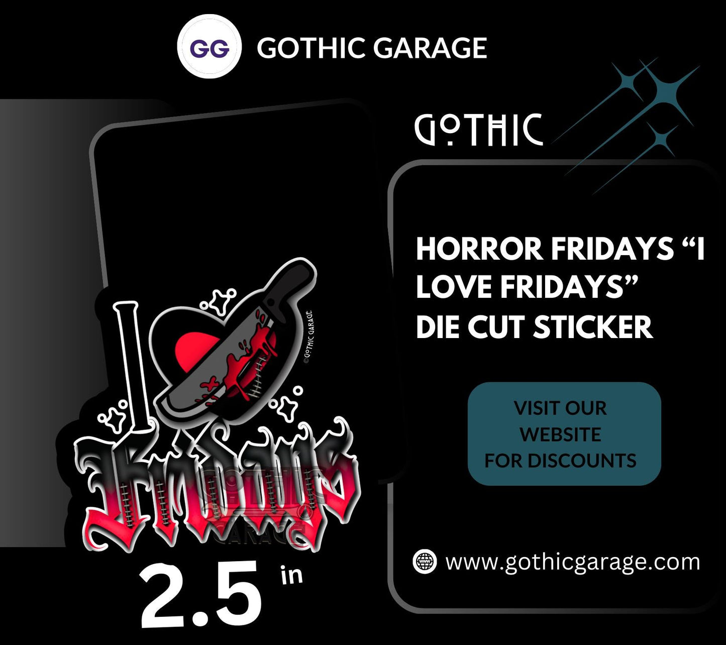 Horror Friday Nights, Waterproof Die Cut Sticker, Choose Between Glossy or Holographic, Perfect to Add Scariness to any Surface