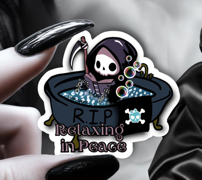 RIP Grim Reaper, Waterproof Die Cut Sticker, Choose Between Glossy or Holographic, Perfect to Add Scariness to any Surface