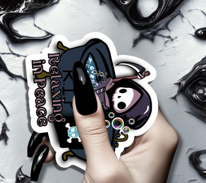 RIP Grim Reaper, Waterproof Die Cut Sticker, Choose Between Glossy or Holographic, Perfect to Add Scariness to any Surface