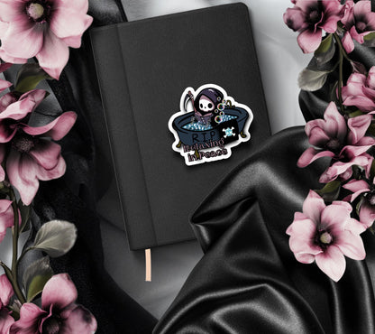 RIP Grim Reaper, Waterproof Die Cut Sticker, Choose Between Glossy or Holographic, Perfect to Add Scariness to any Surface