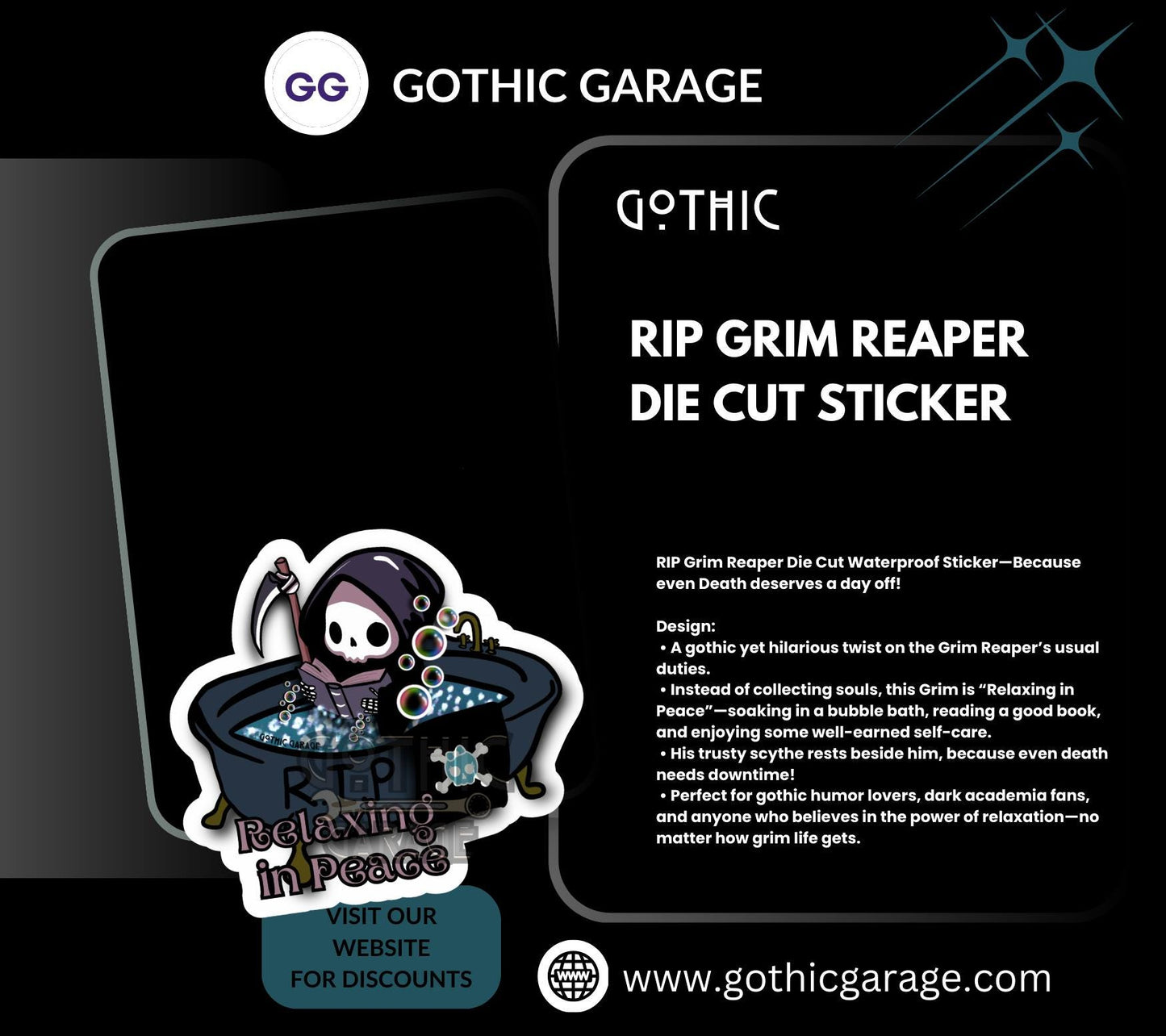 RIP Grim Reaper, Waterproof Die Cut Sticker, Choose Between Glossy or Holographic, Perfect to Add Scariness to any Surface