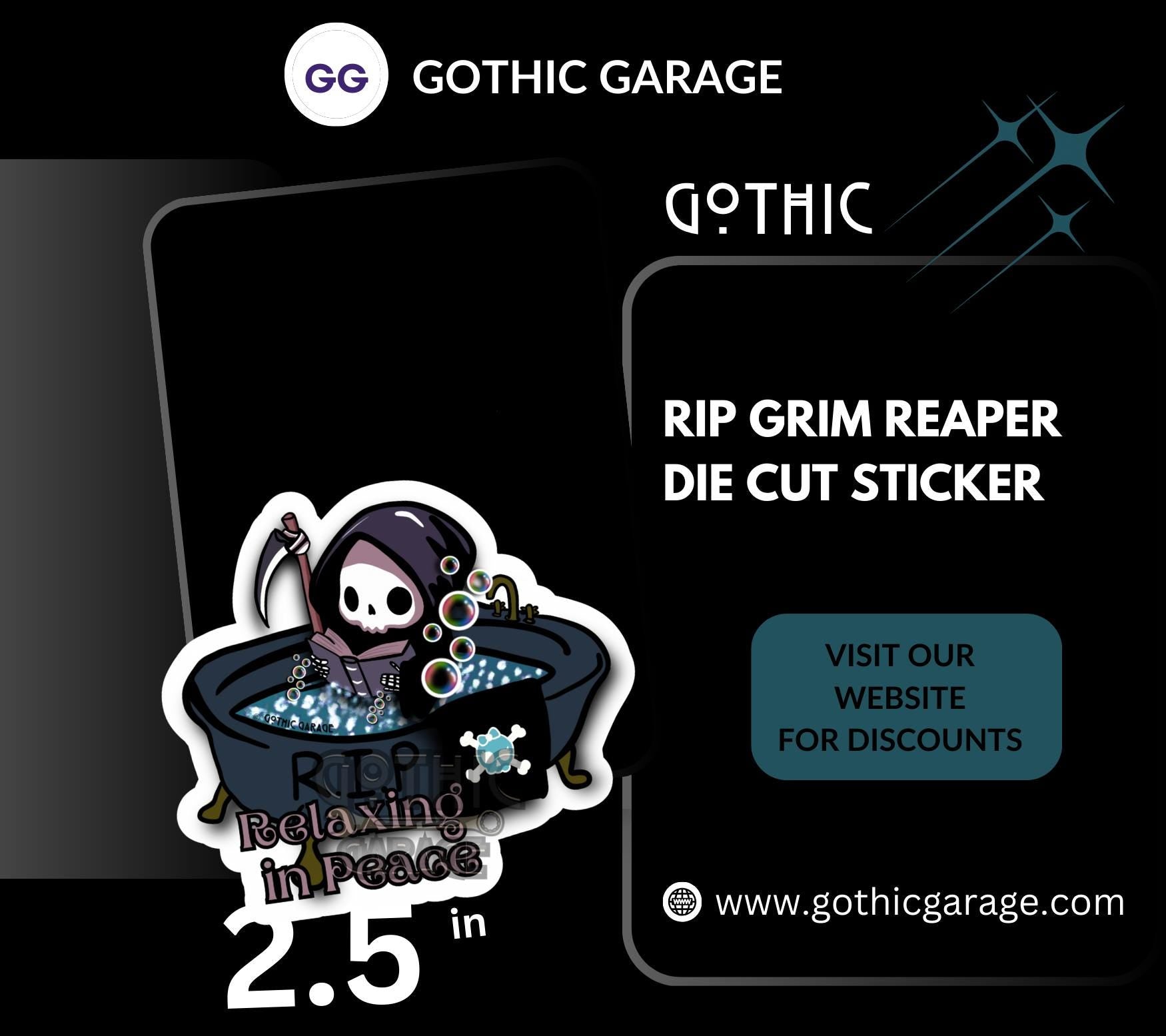 RIP Grim Reaper, Waterproof Die Cut Sticker, Choose Between Glossy or Holographic, Perfect to Add Scariness to any Surface