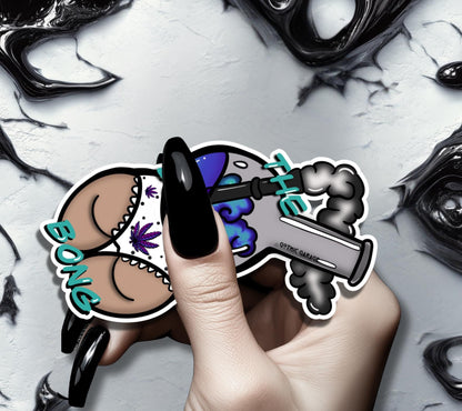 Marijuana Booty Bong- Goth Waterproof Sticker – Where Fun Meets Plant-Powered Vibes! - Perfect for Scrapbooking and Collecting