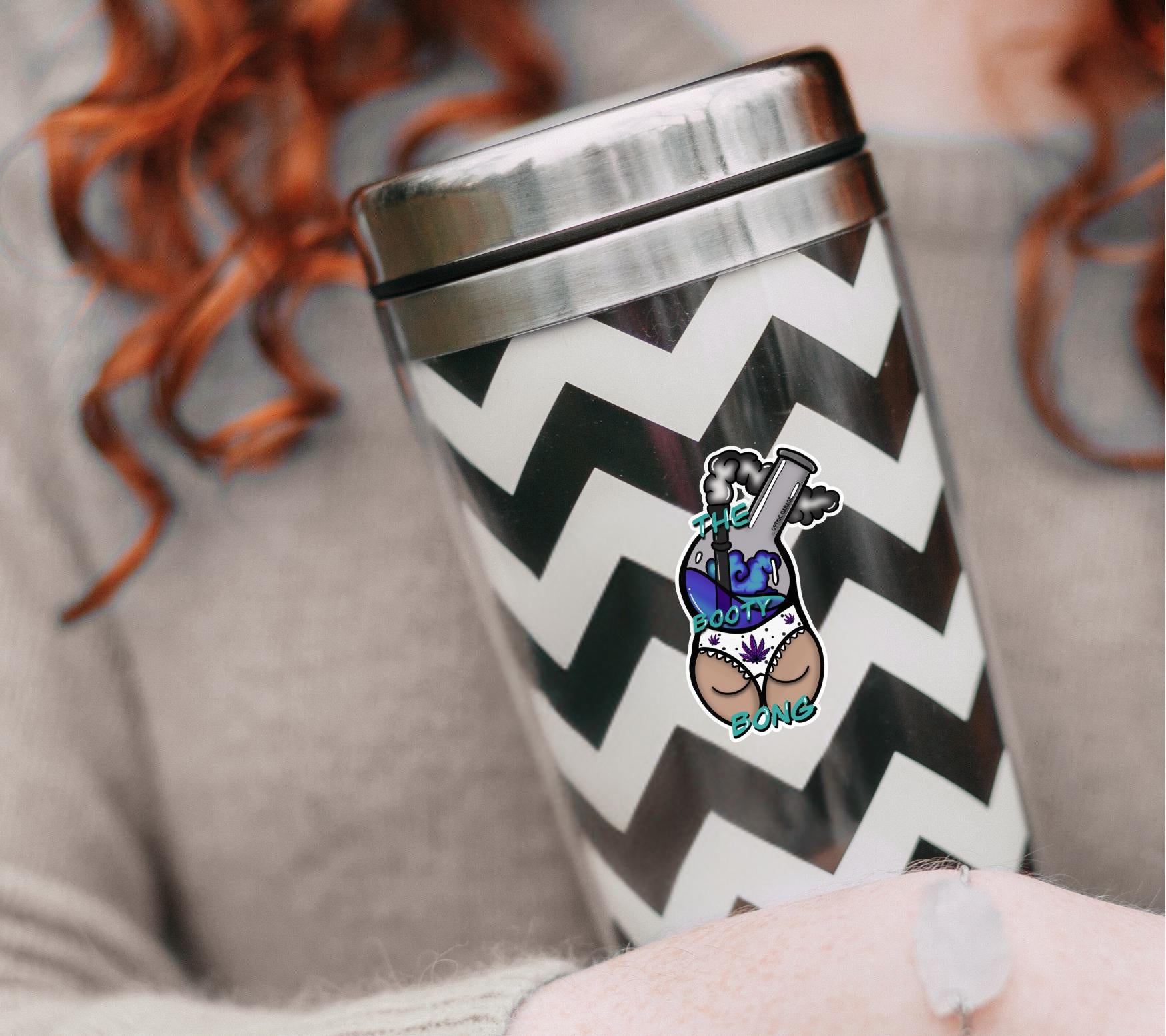 Marijuana Booty Bong- Goth Waterproof Sticker – Where Fun Meets Plant-Powered Vibes! - Perfect for Scrapbooking and Collecting