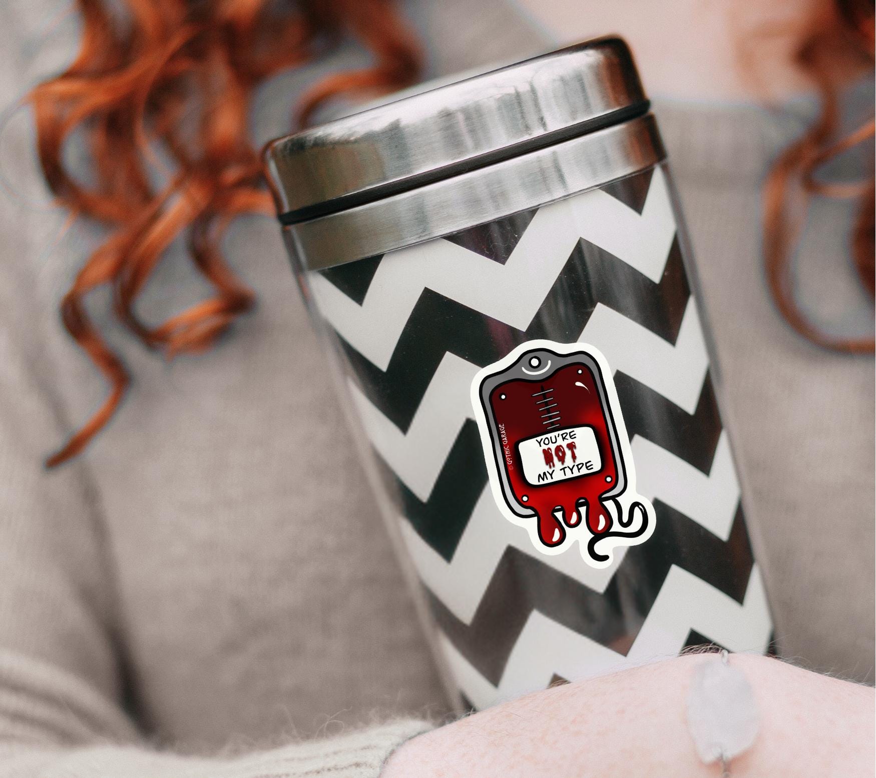 Vampire Blood Bag, Waterproof Die Cut Sarcastic Sticker, Choose Between Glossy or Holographic, Perfect to Add Horror to any Surface