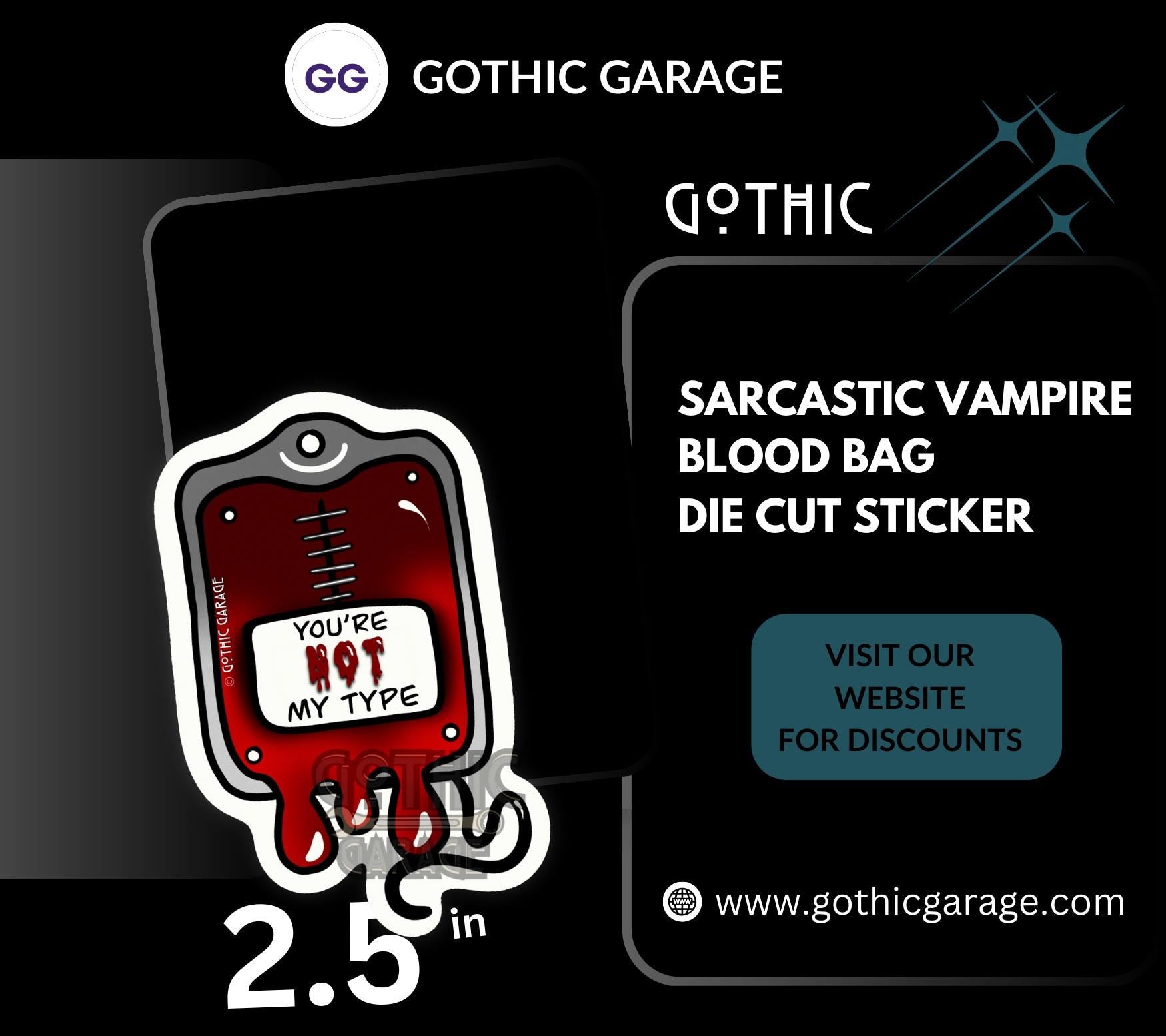 Vampire Blood Bag, Waterproof Die Cut Sarcastic Sticker, Choose Between Glossy or Holographic, Perfect to Add Horror to any Surface